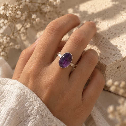 AMATISTA DE PLATA ANILLO