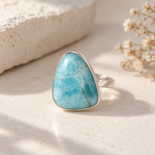 LARIMAR DE PLATA ANILLO