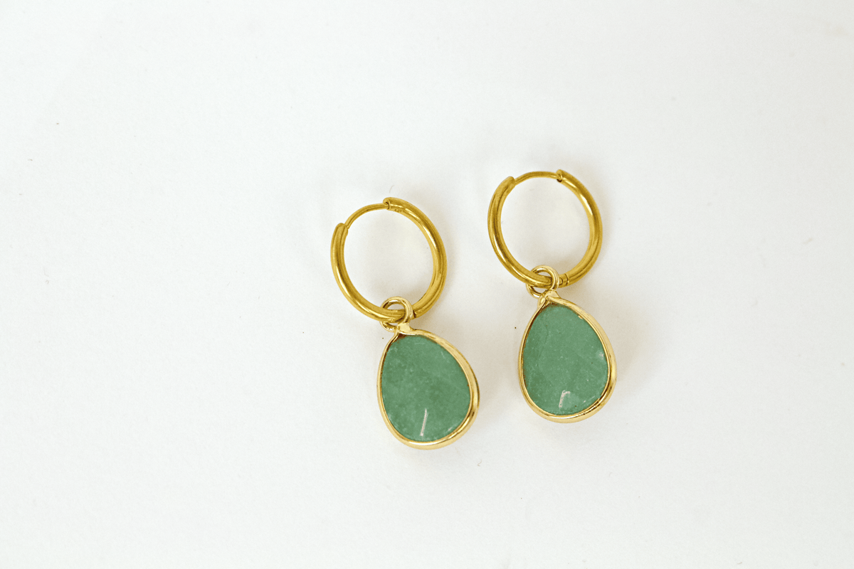 PENDIENTES JADE DORADO